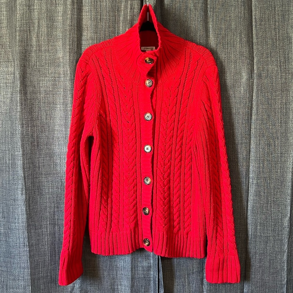 St. John’s bay red knit sweater button down with turtleneck size 1X